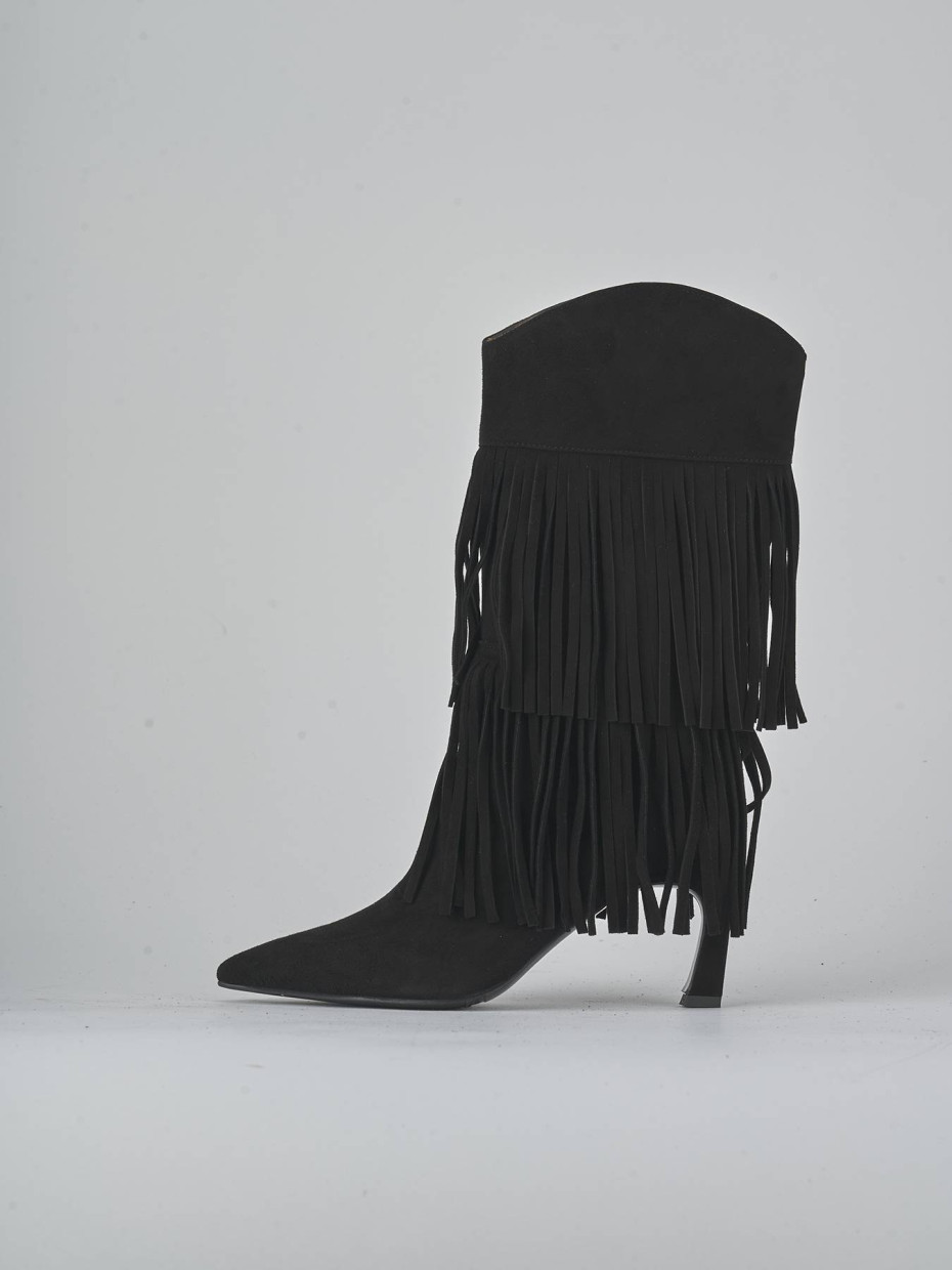High heel boots heel 7 cm black suede