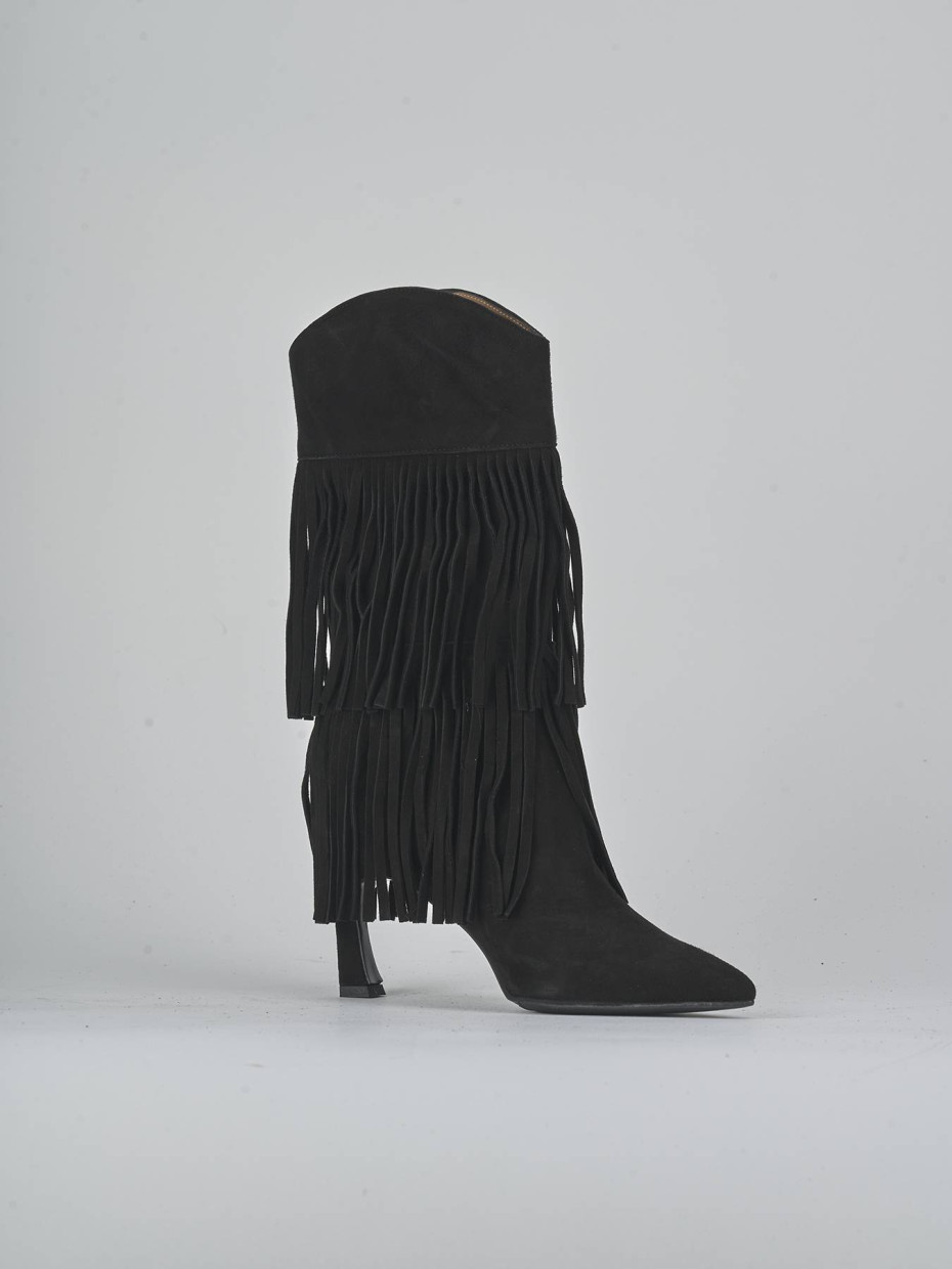 High heel boots heel 7 cm black suede