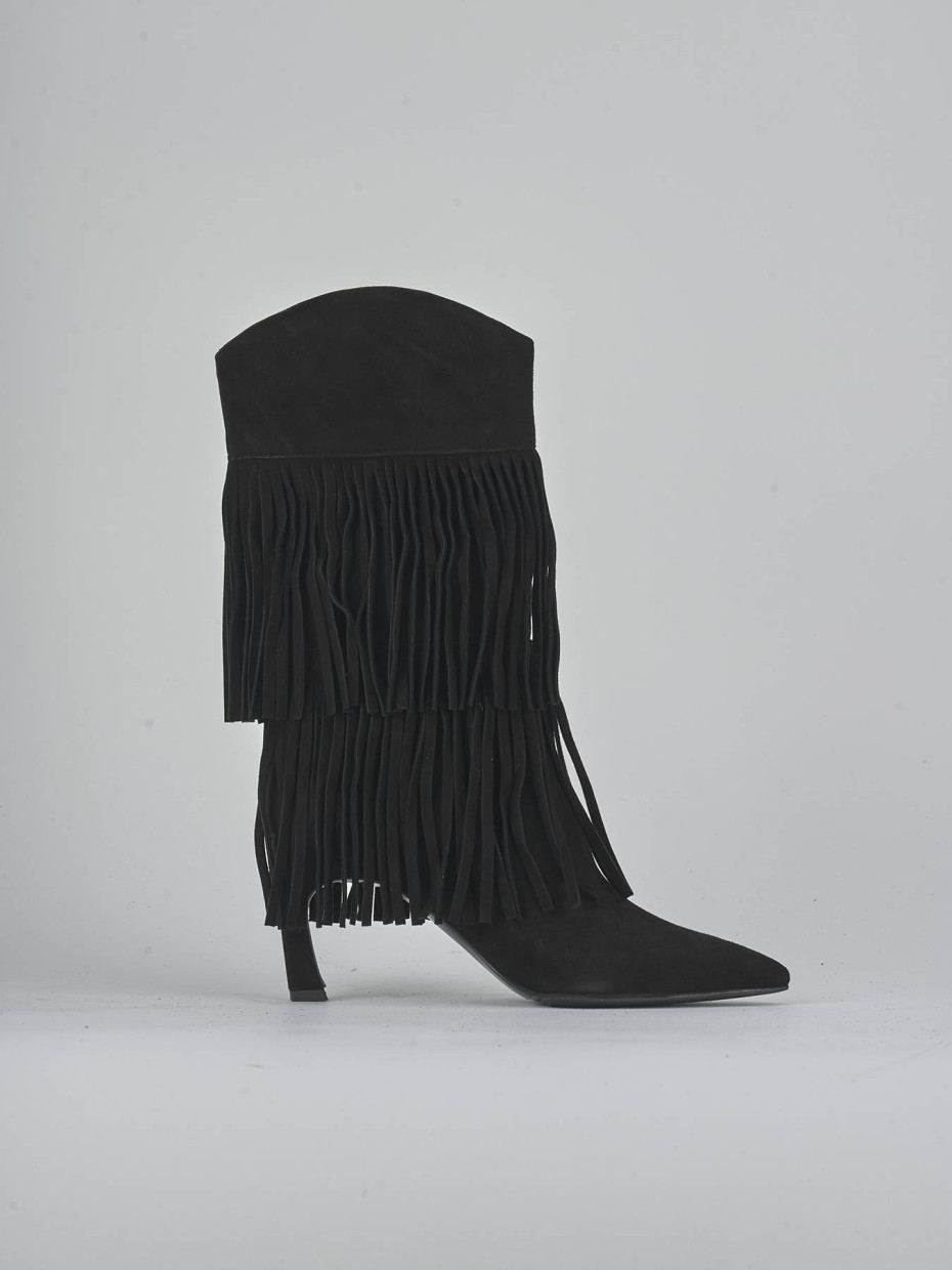 High heel boots heel 7 cm black suede