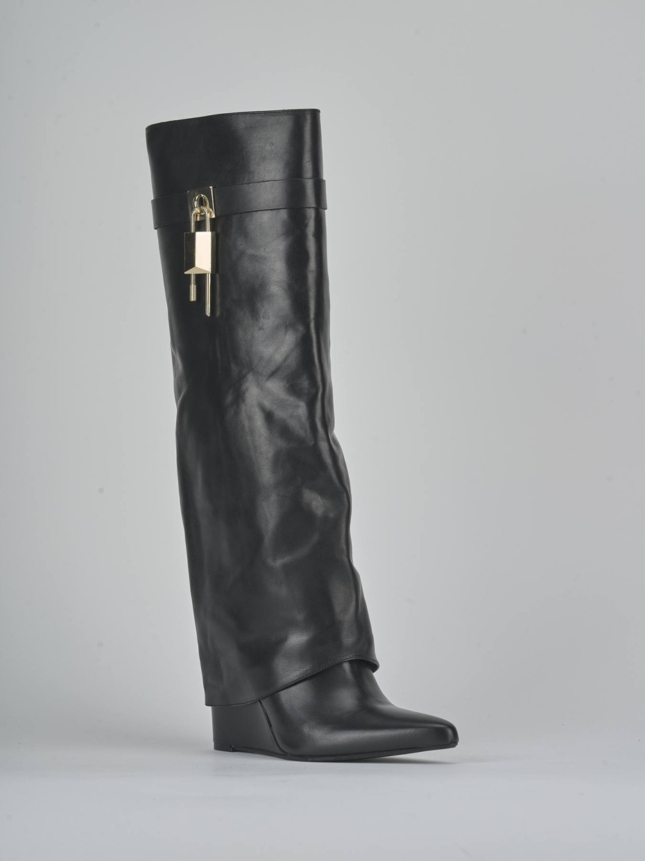 Stivali tacco 9cm pelle nero