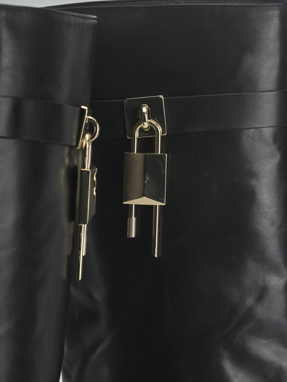 Stivali tacco 9cm pelle nero