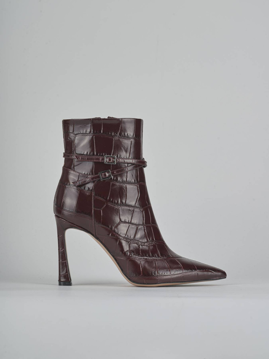 Botines de tacón alto tacón 9 cm burdeos efecto coco