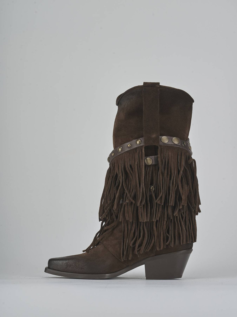 High heel boots heel 6 cm dark brown suede
