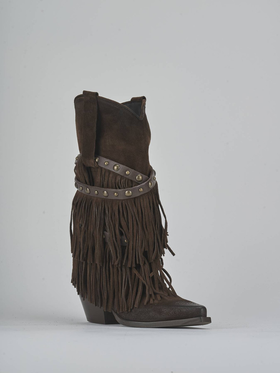 High heel boots heel 6 cm dark brown suede