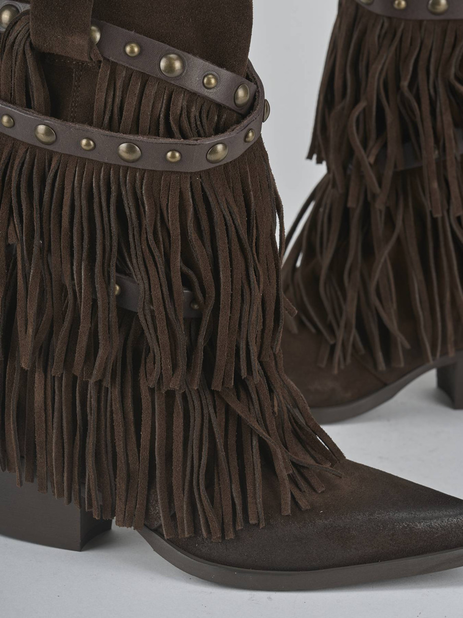 High heel boots heel 6 cm dark brown suede