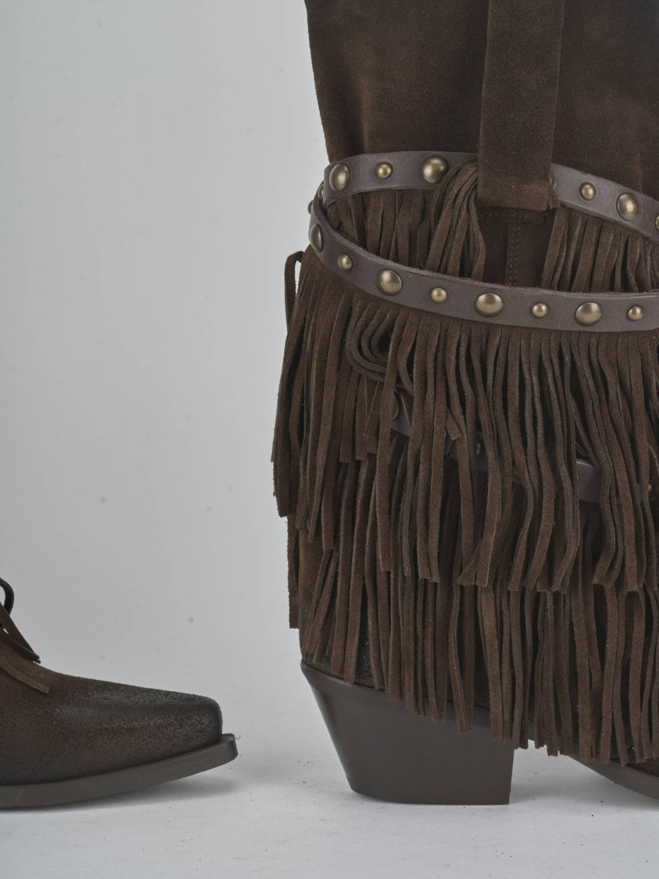 High heel boots heel 6 cm dark brown suede