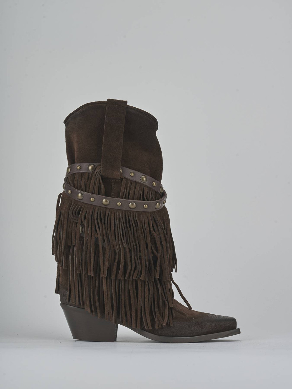 High heel boots heel 6 cm dark brown suede