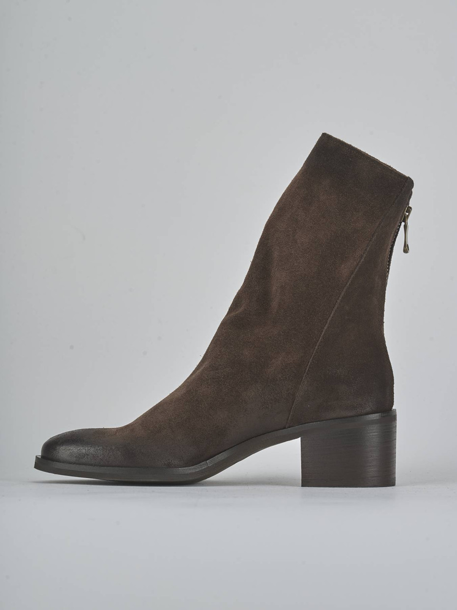 Stivaletti tacco 5cm camoscio testa