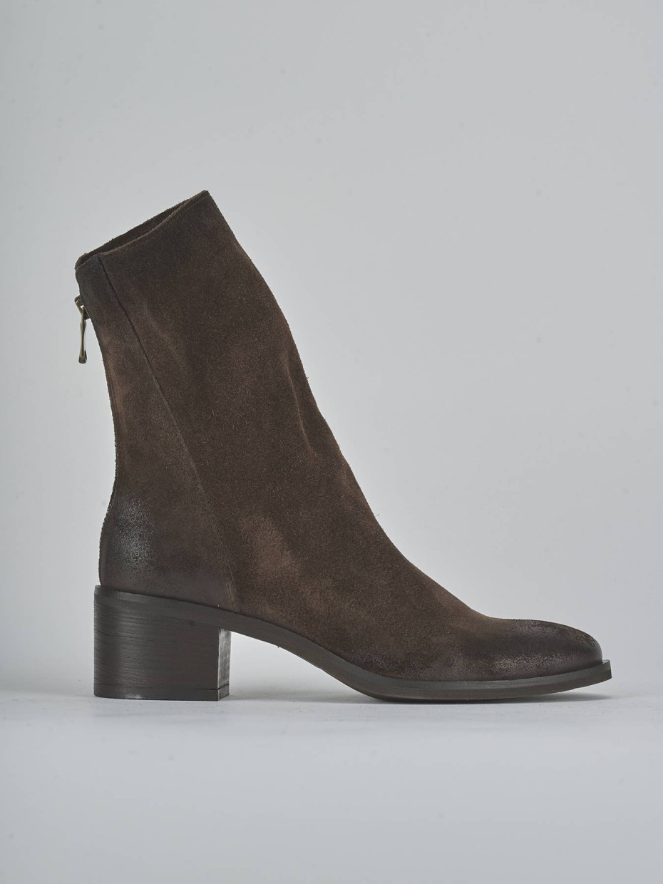 Stivaletti tacco 5cm camoscio testa