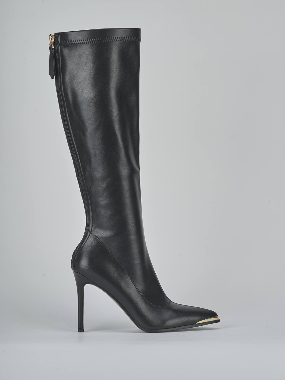 Botas de tacón alto tacón 10 cm negro pelle sostenibile
