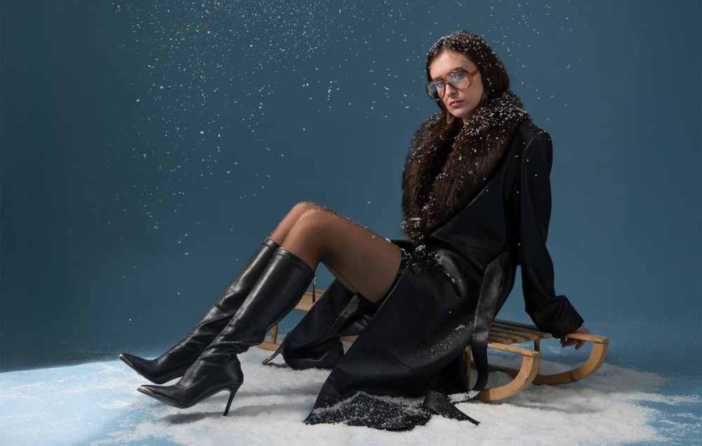Botas de tacón alto tacón 10 cm negro pelle sostenibile