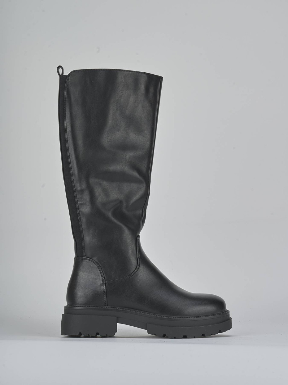 Low heel boots heel 1 cm black pelle sostenibile