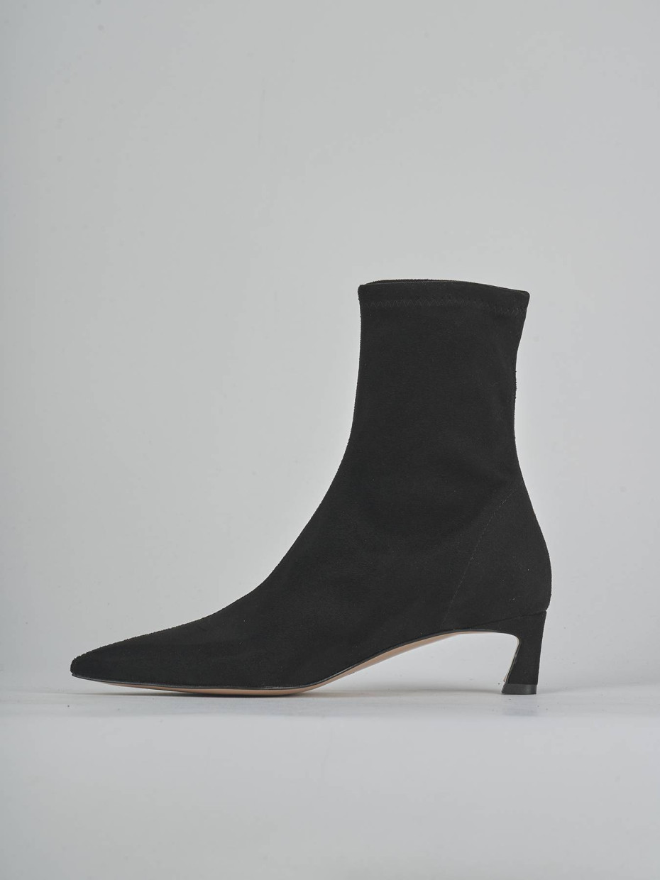 Botines de tacón alto tacón 5 cm negro ante