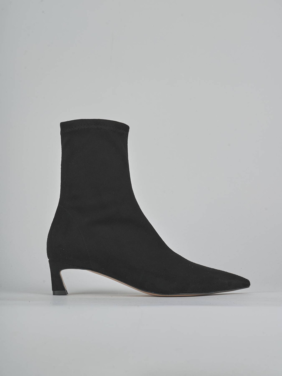 Botines de tacón alto tacón 5 cm negro ante