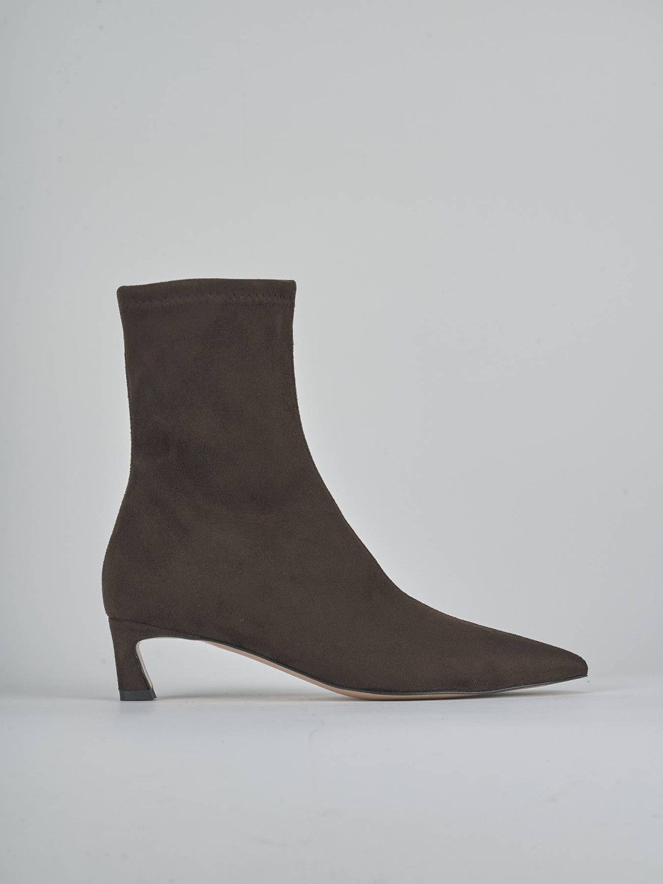 Botines de tacón alto tacón 5 cm marrón oscuro ante