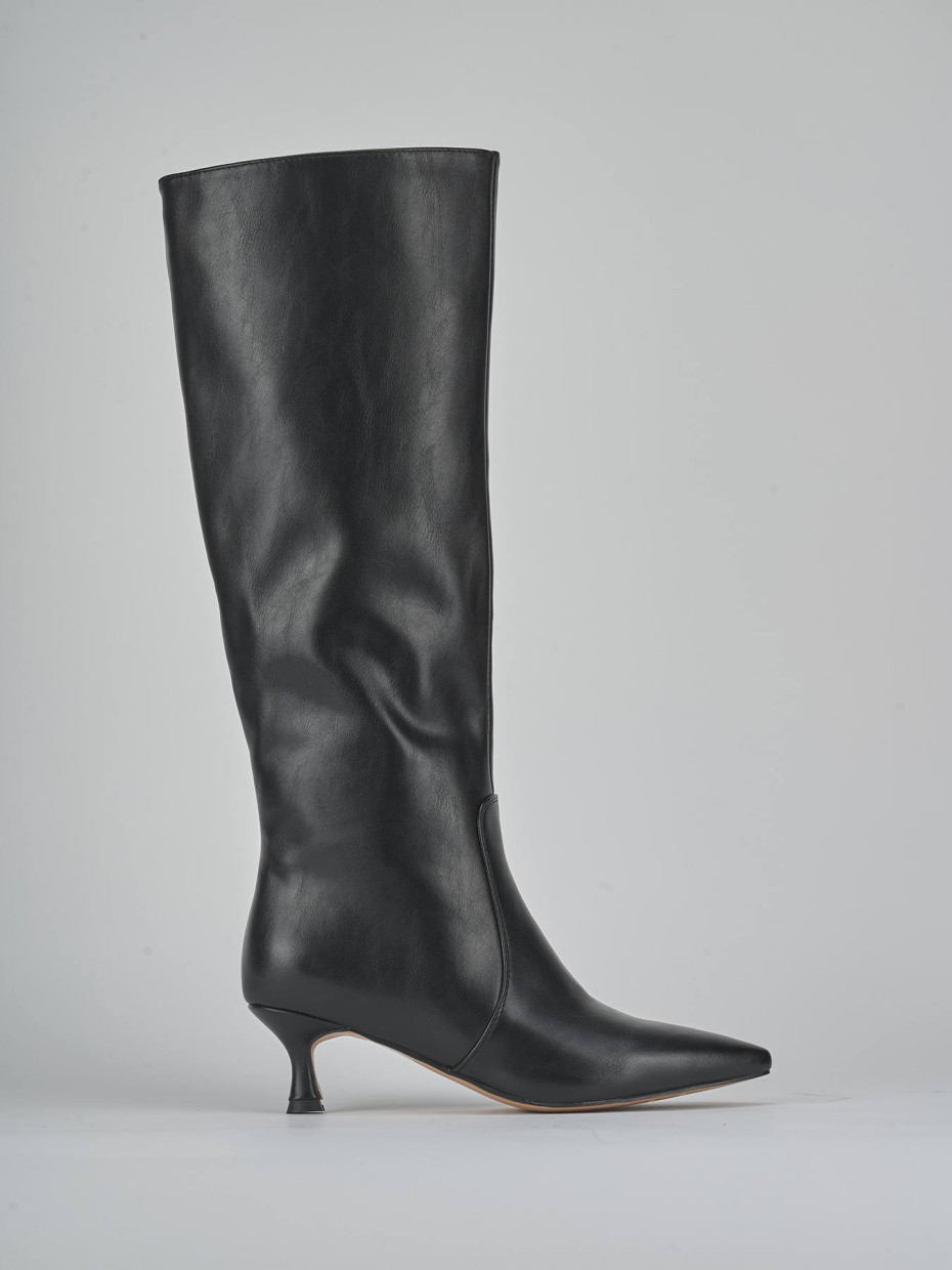 Botas de tacón alto tacón 5 cm negro pelle sostenibile