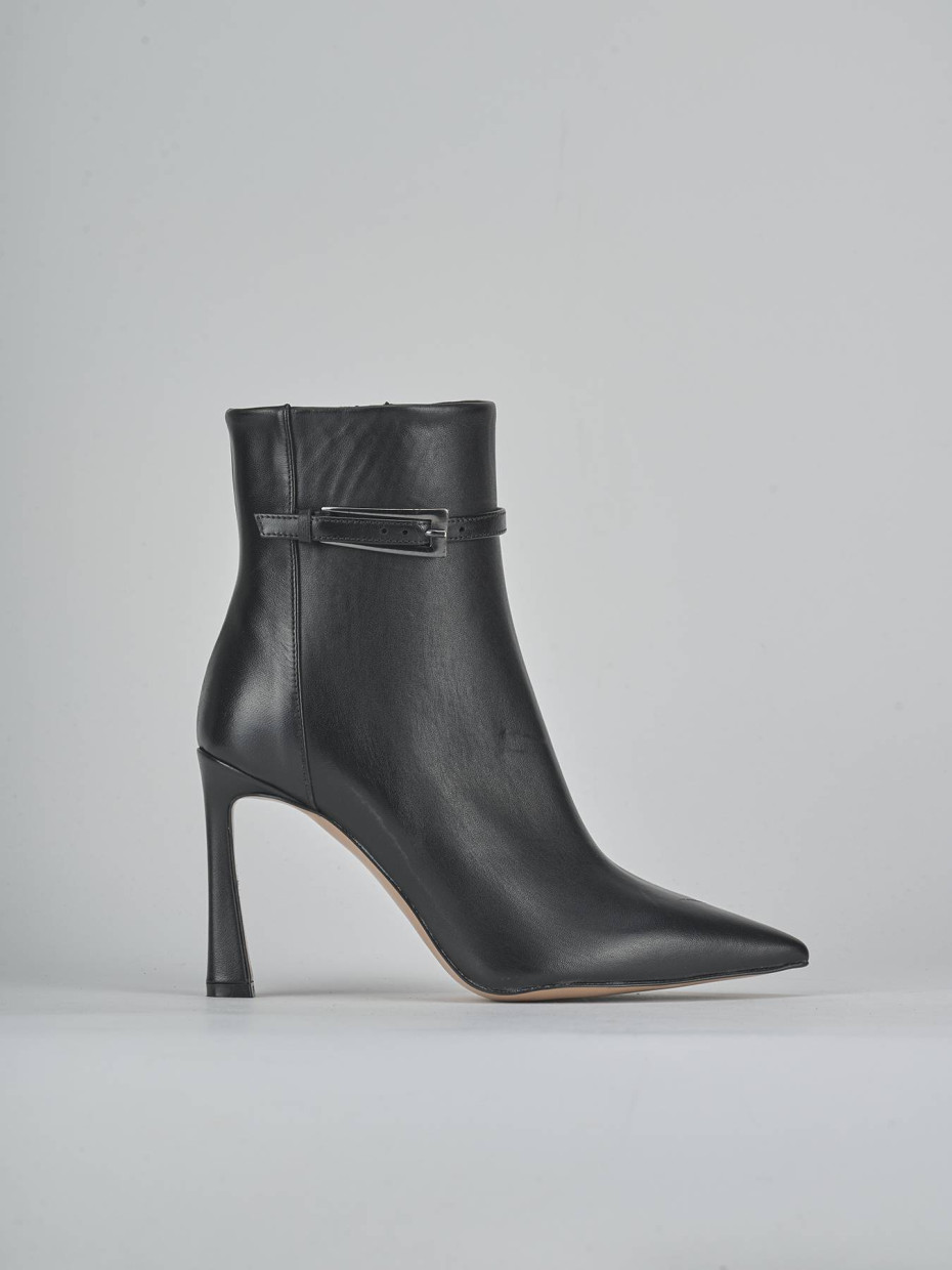 Botines de tacón alto tacón 9 cm negro cuero
