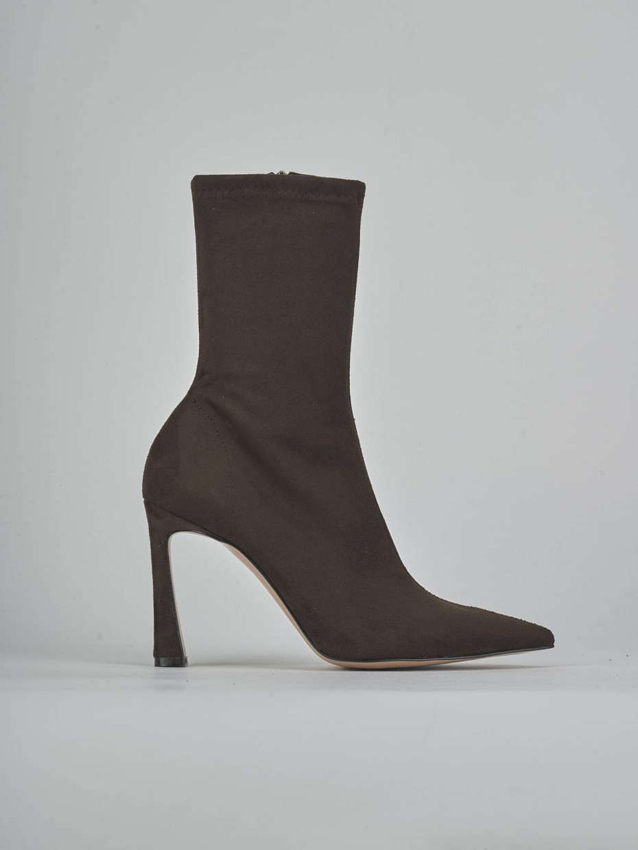 Botines de tacón alto tacón 9 cm marrón oscuro ante