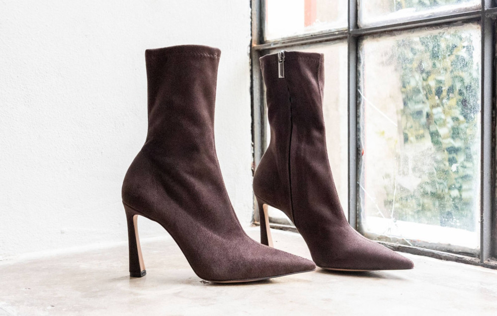 Botines de tacón alto tacón 9 cm marrón oscuro ante