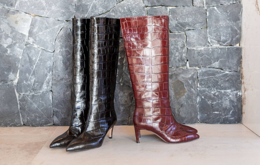 Botas de tacón alto tacón 7 cm negro efecto coco