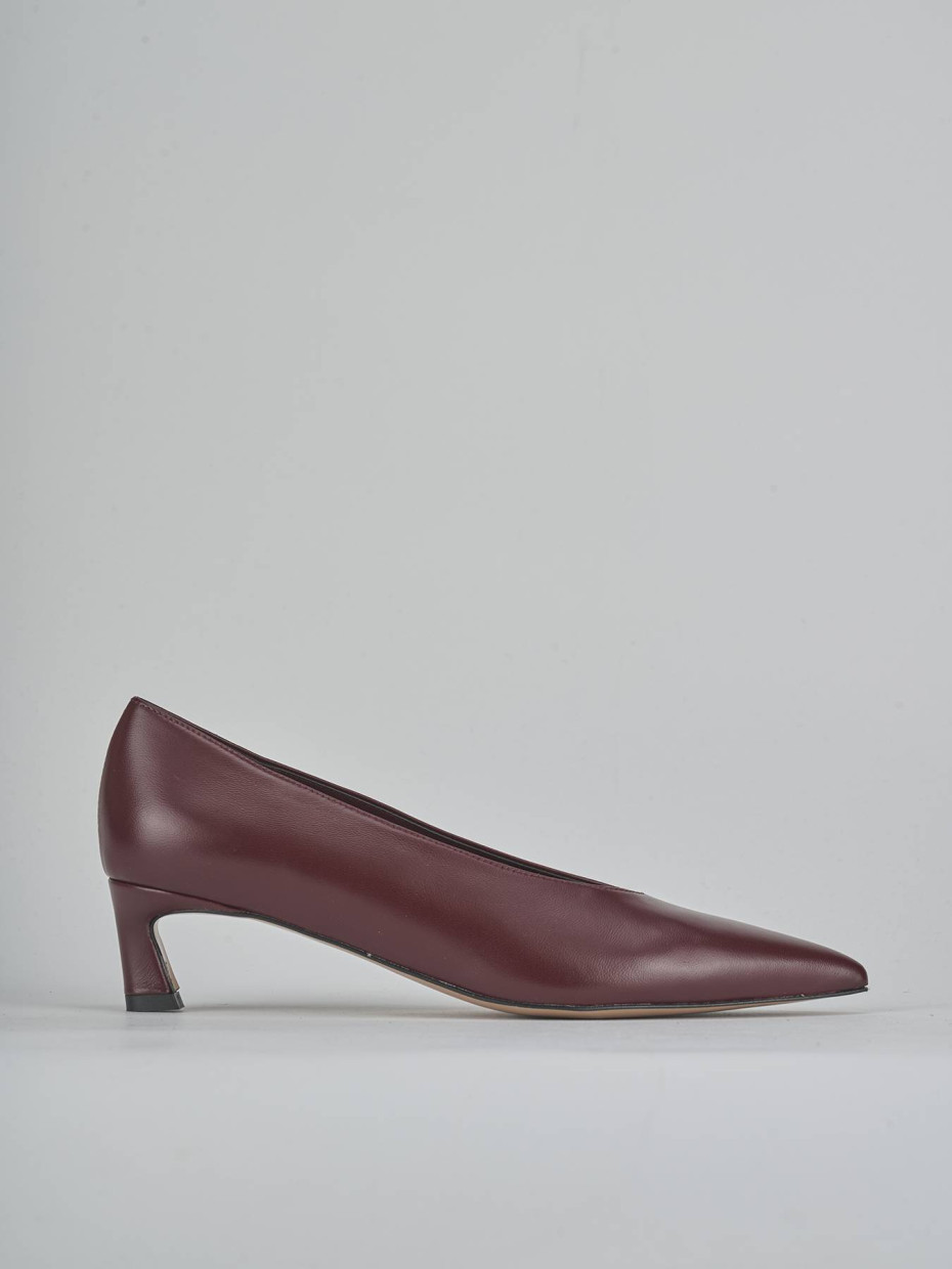 Zapatos de salón tacón 5 cm burdeos cuero