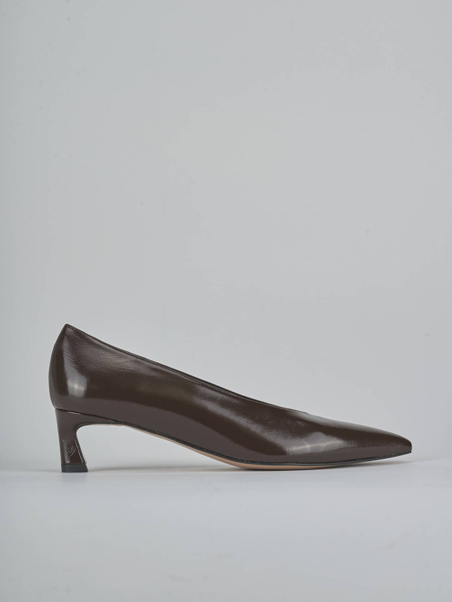 Zapatos de salón tacón 5 cm marrón oscuro charol