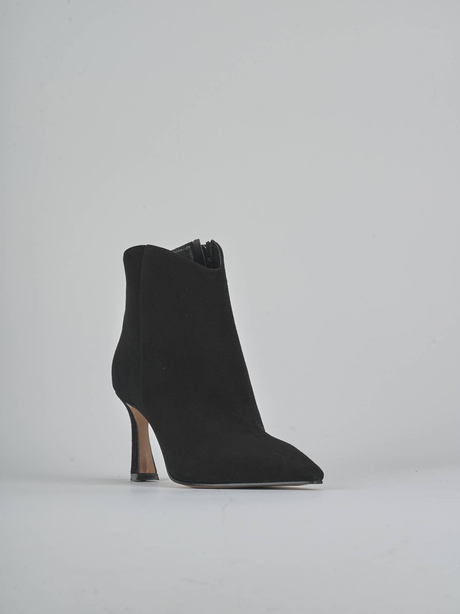 Botines de tacón alto tacón 8 cm negro ante