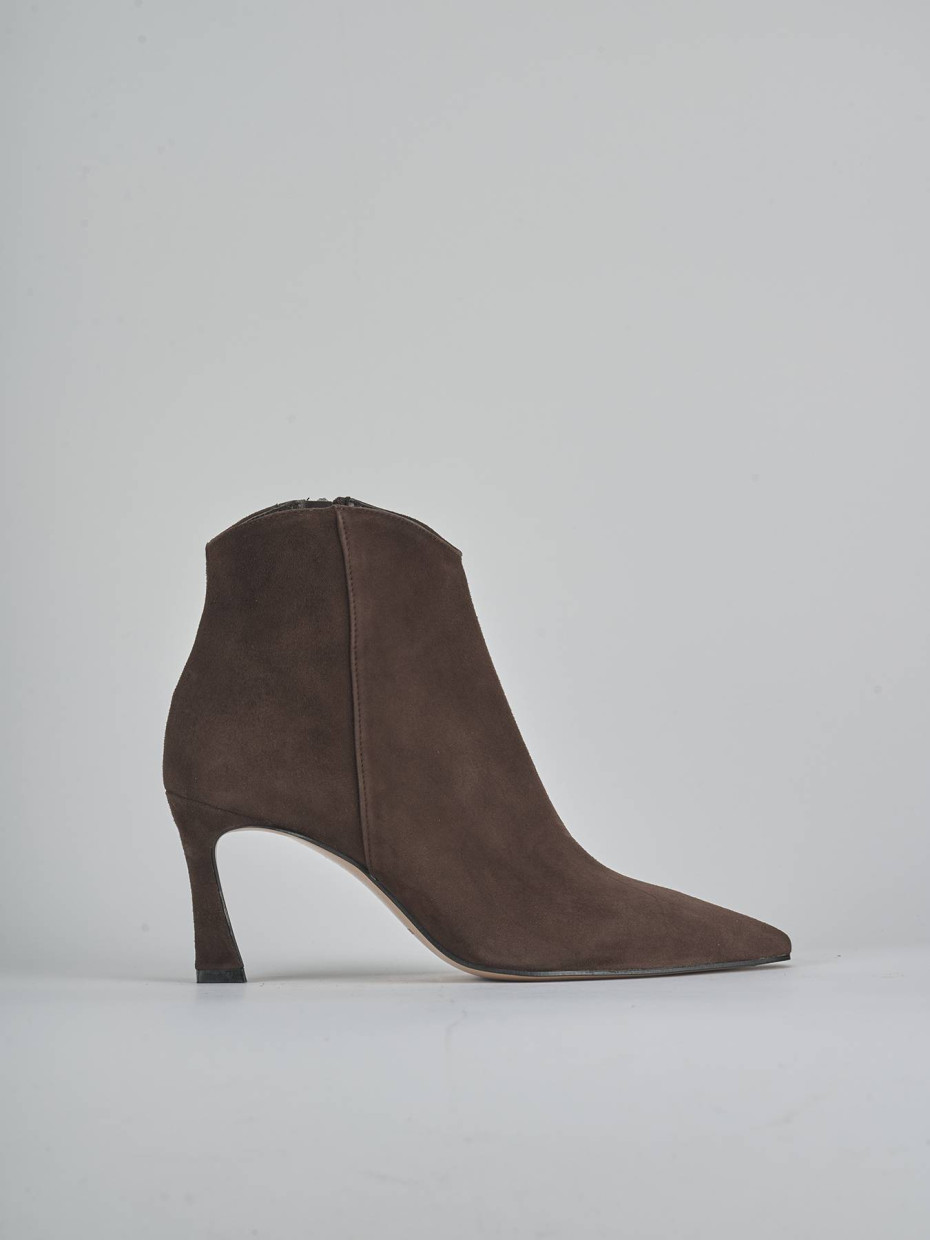 Botines de tacón alto tacón 8 cm marrón oscuro ante