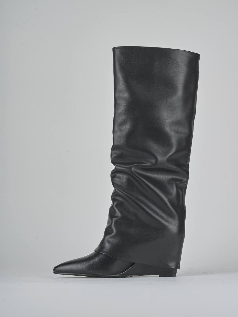 Stivali tacco 10cm pelle sostenibile nero