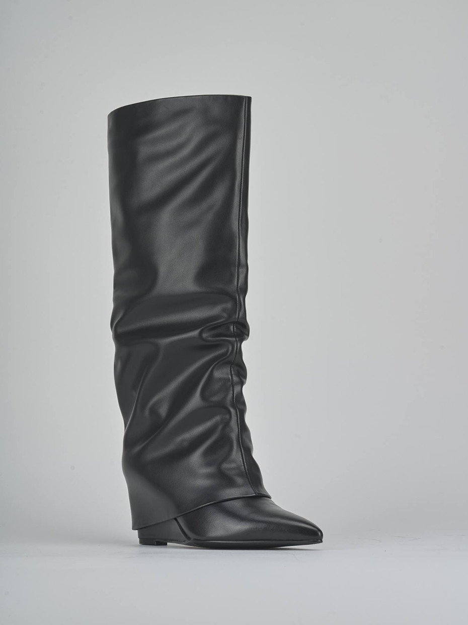 Stivali tacco 10cm pelle sostenibile nero