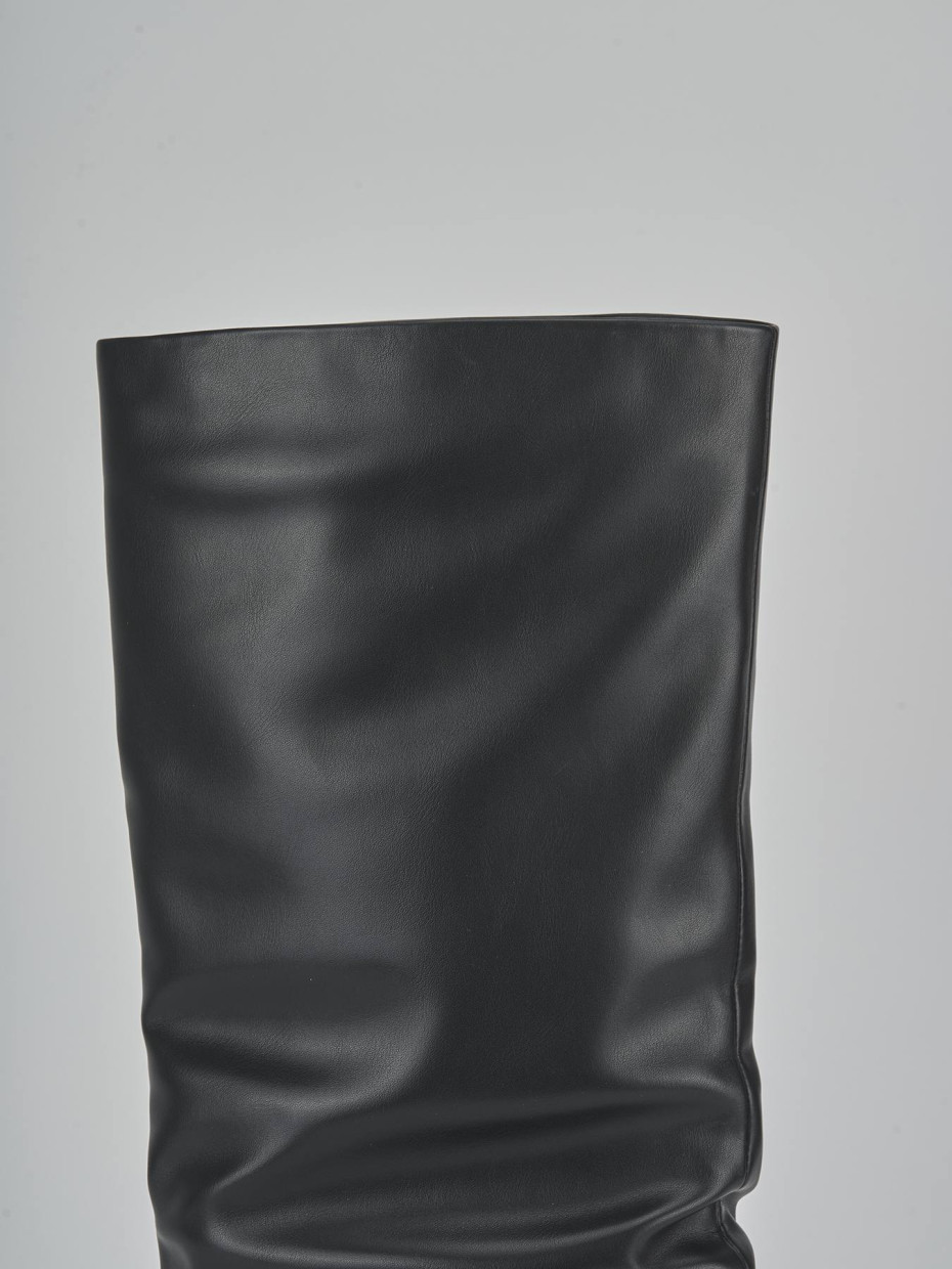 Stivali tacco 10cm pelle sostenibile nero