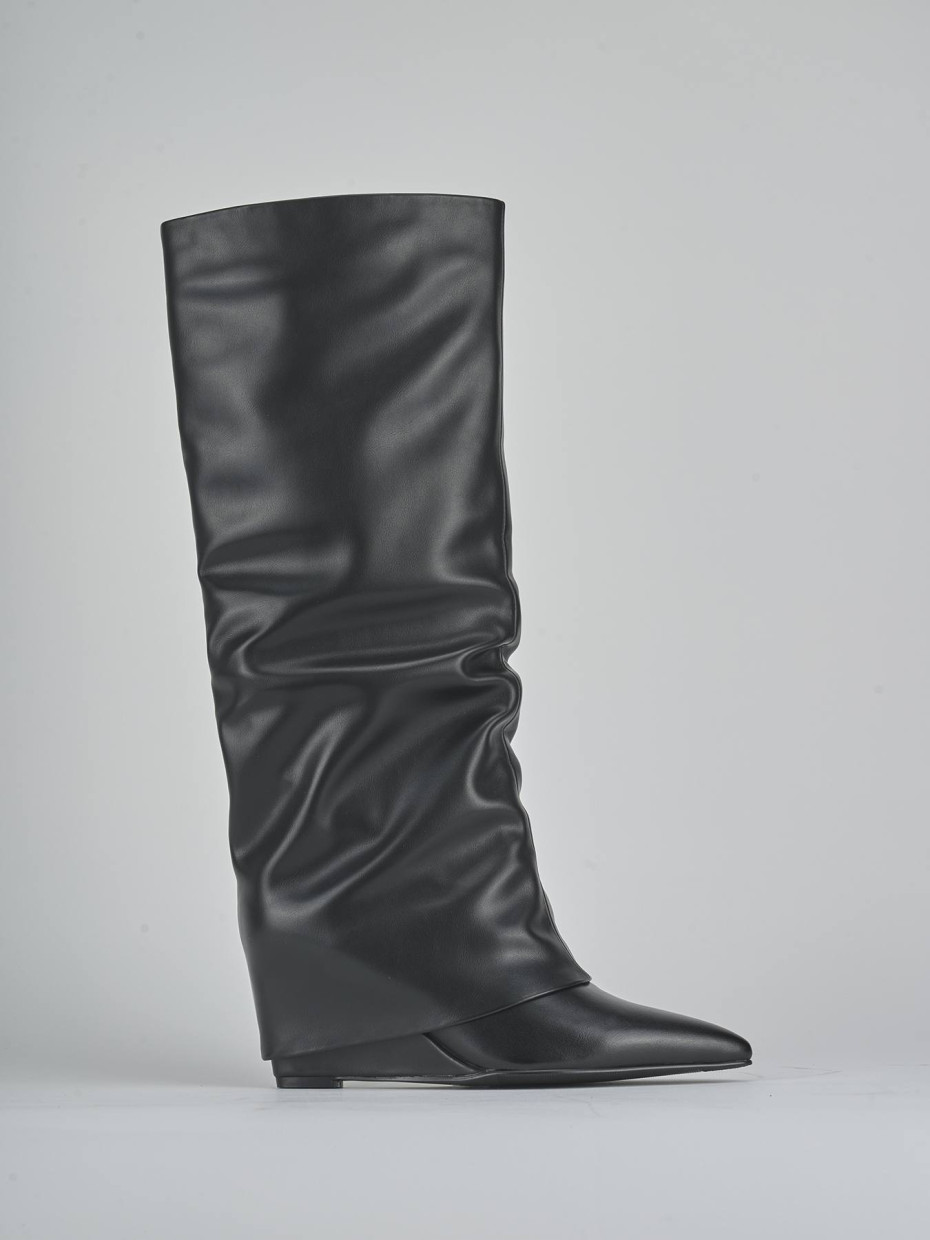Stivali tacco 10cm pelle sostenibile nero