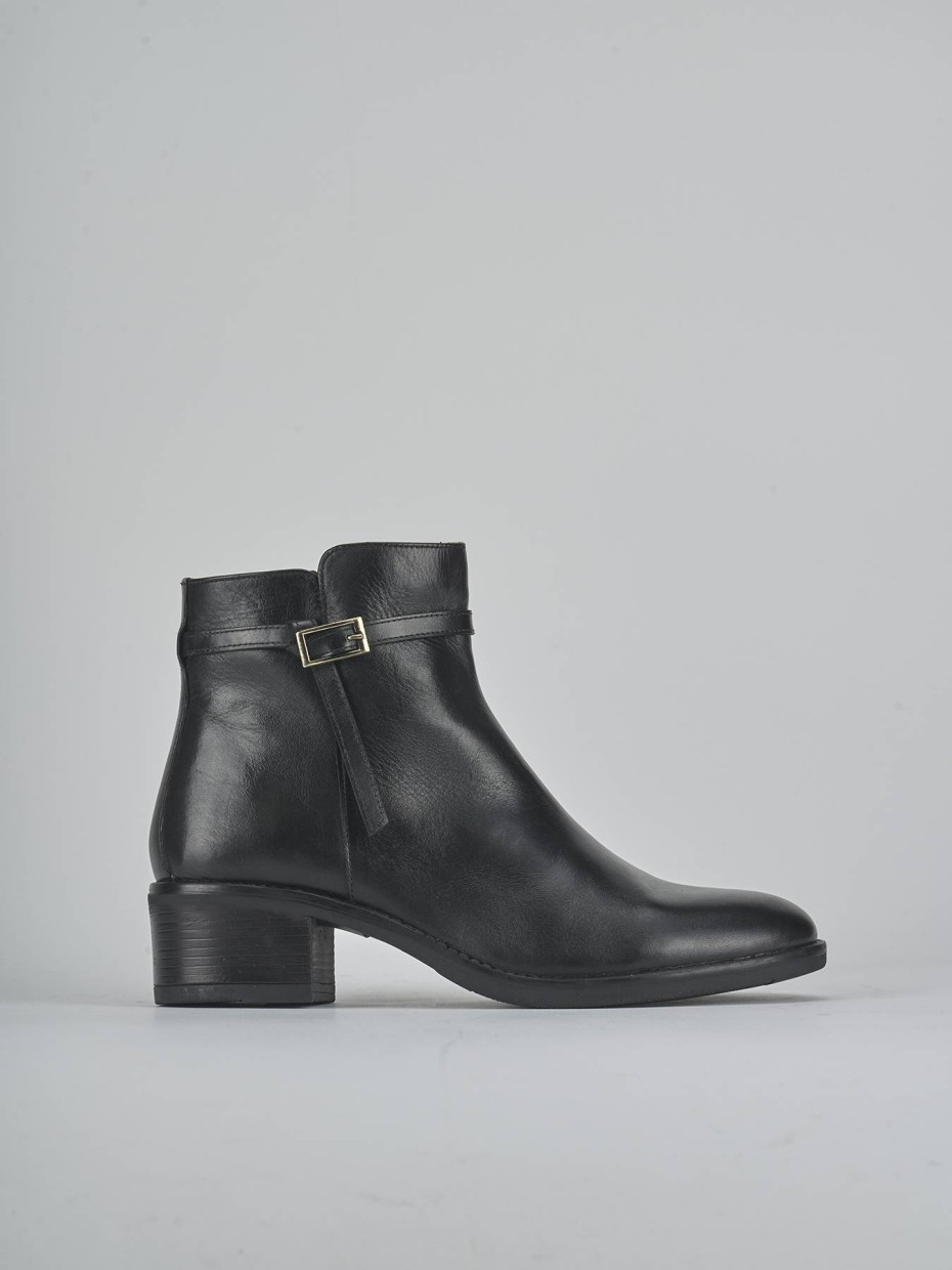 Stivaletti tacco 4cm pelle nero