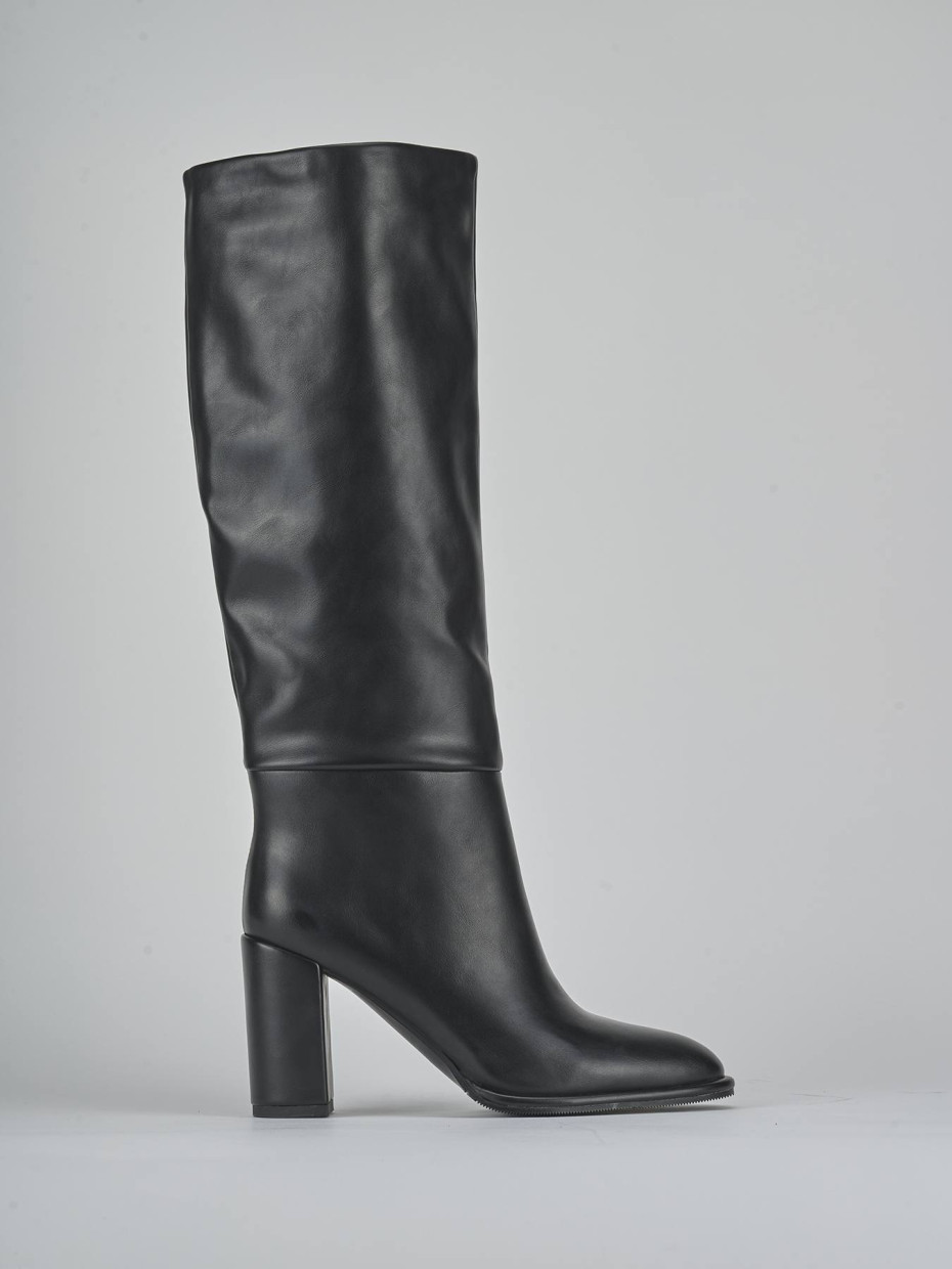 Botas de tacón alto tacón 8 cm negro pelle sostenibile