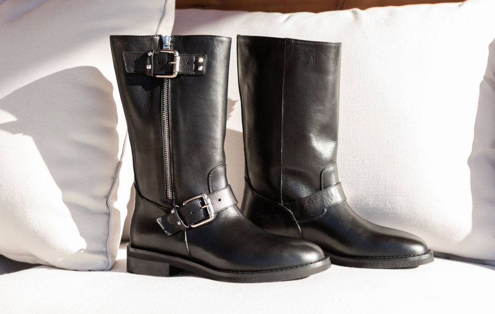 Stivali tacco 2cm pelle nero