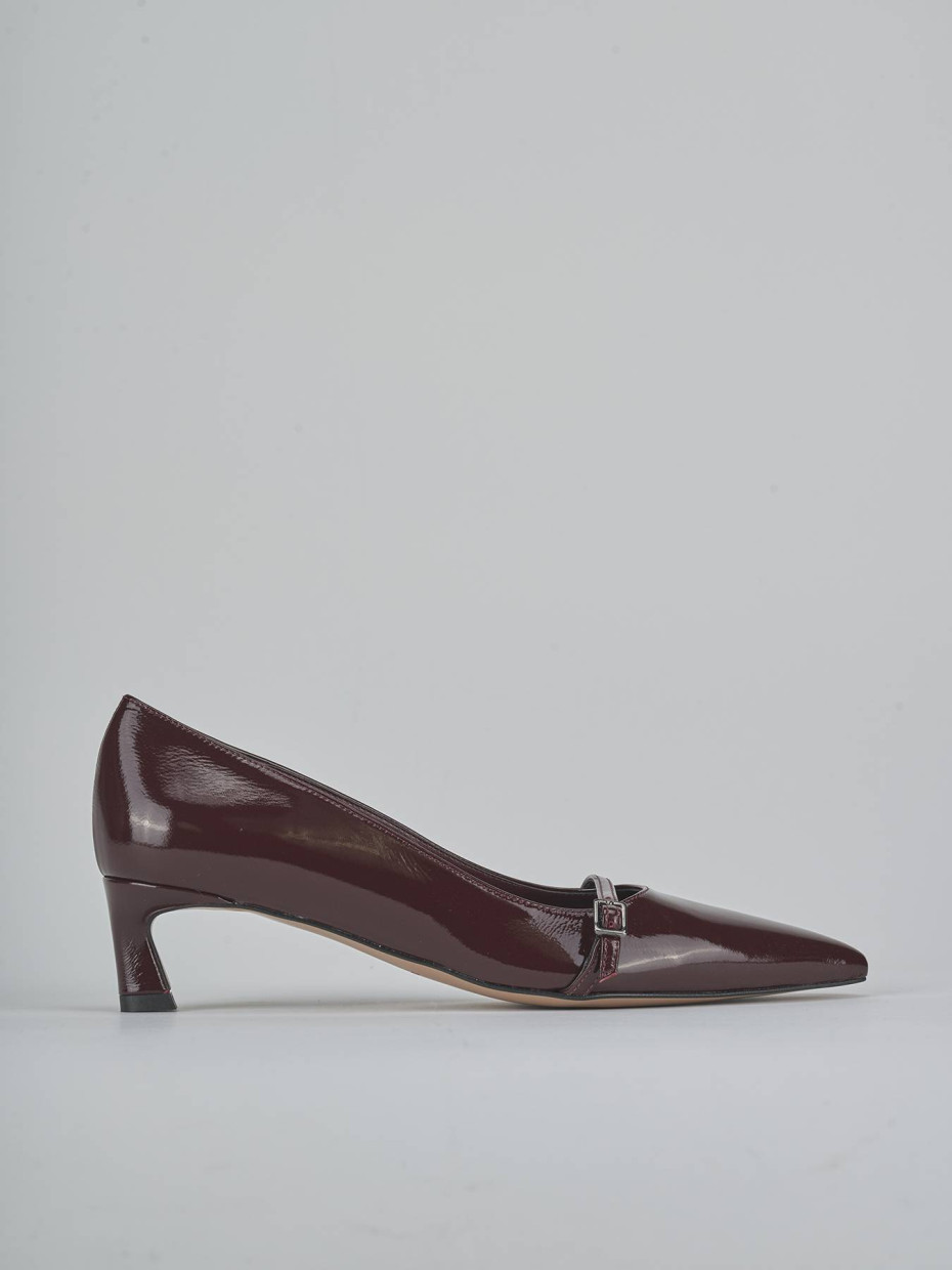 Zapatos de salón tacón 5 cm burdeos charol