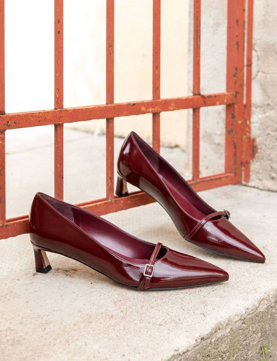 Zapatos de salón tacón 5 cm burdeos charol