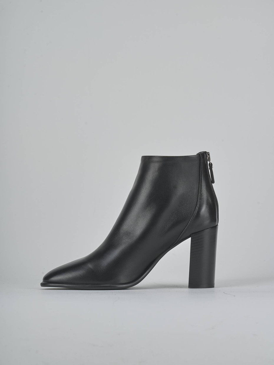 Botines de tacón alto tacón 9 cm negro cuero
