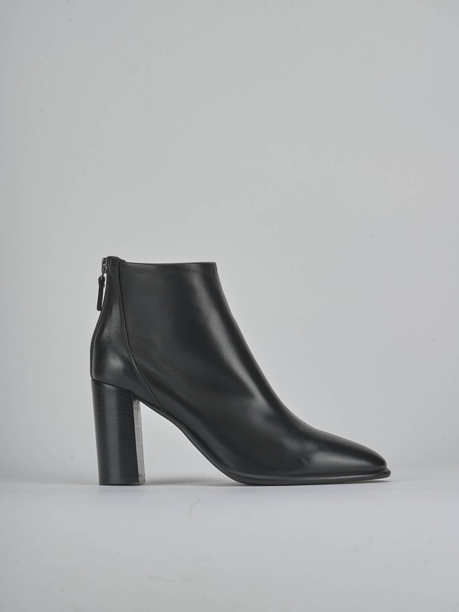 Botines de tacón alto tacón 9 cm negro cuero