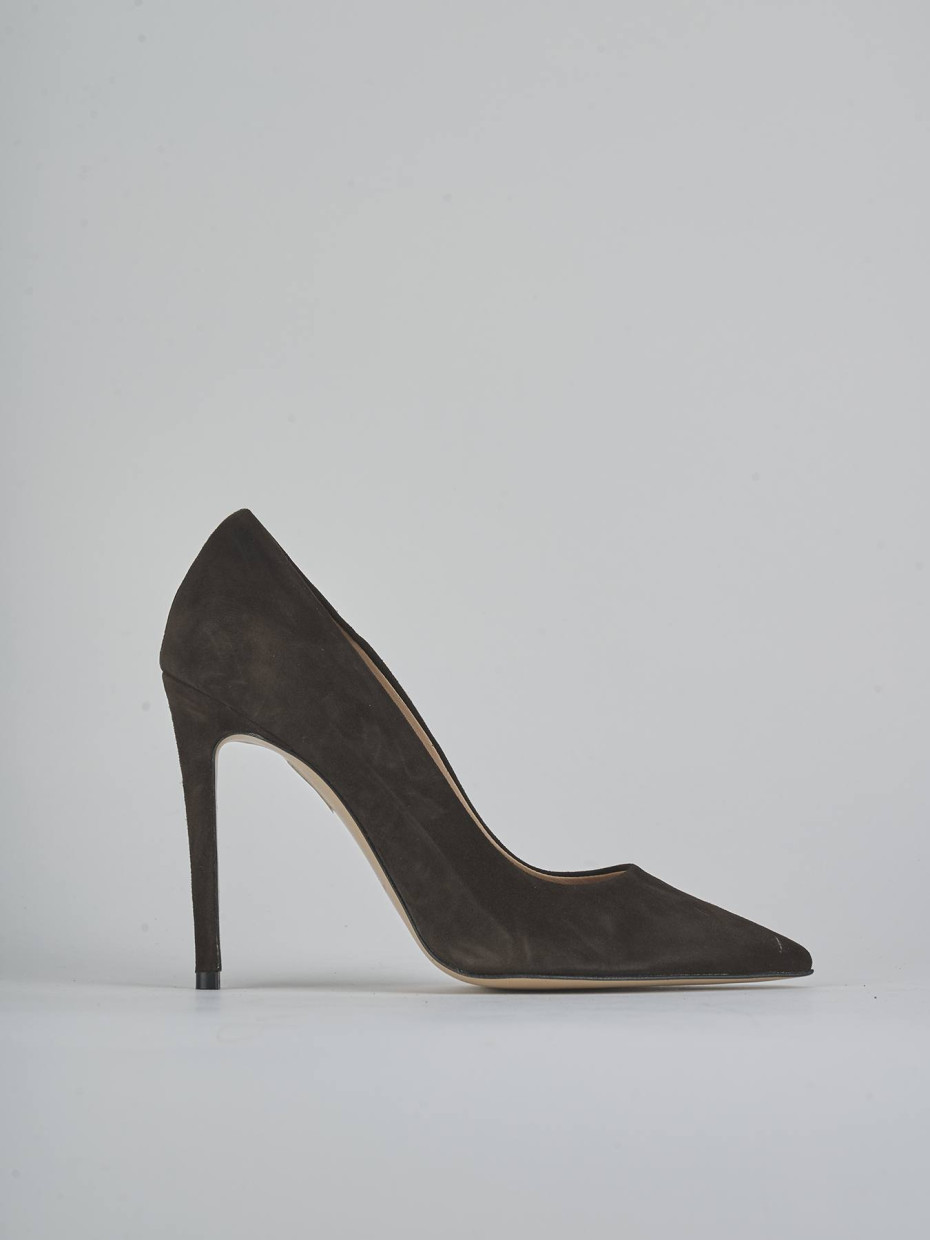 Zapatos de salón tacón 10 cm marrón oscuro ante