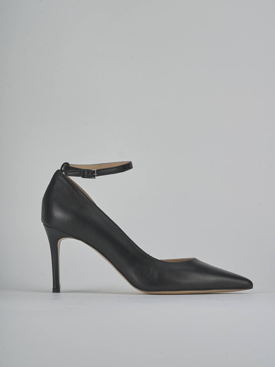 Zapatos de salón tacón 7 cm negro cuero