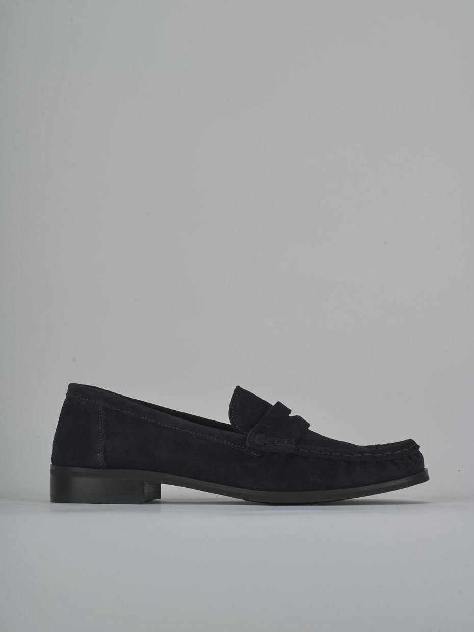 Mocasines tacón 2 cm azul ante