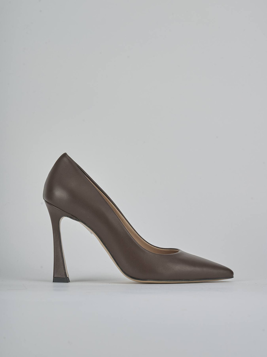 Zapatos de salón tacón 11 cm marrón oscuro cuero
