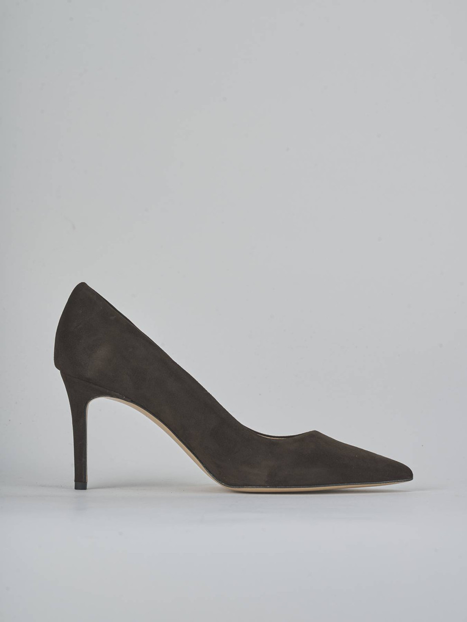 Zapatos de salón tacón 7 cm marrón oscuro ante
