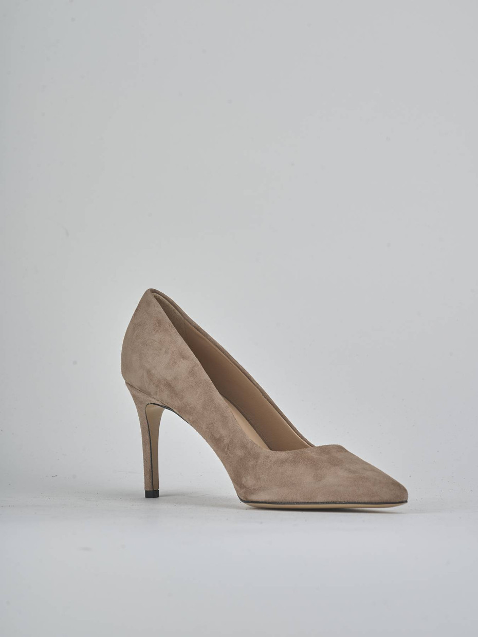 Zapatos de salón tacón 7 cm beis ante