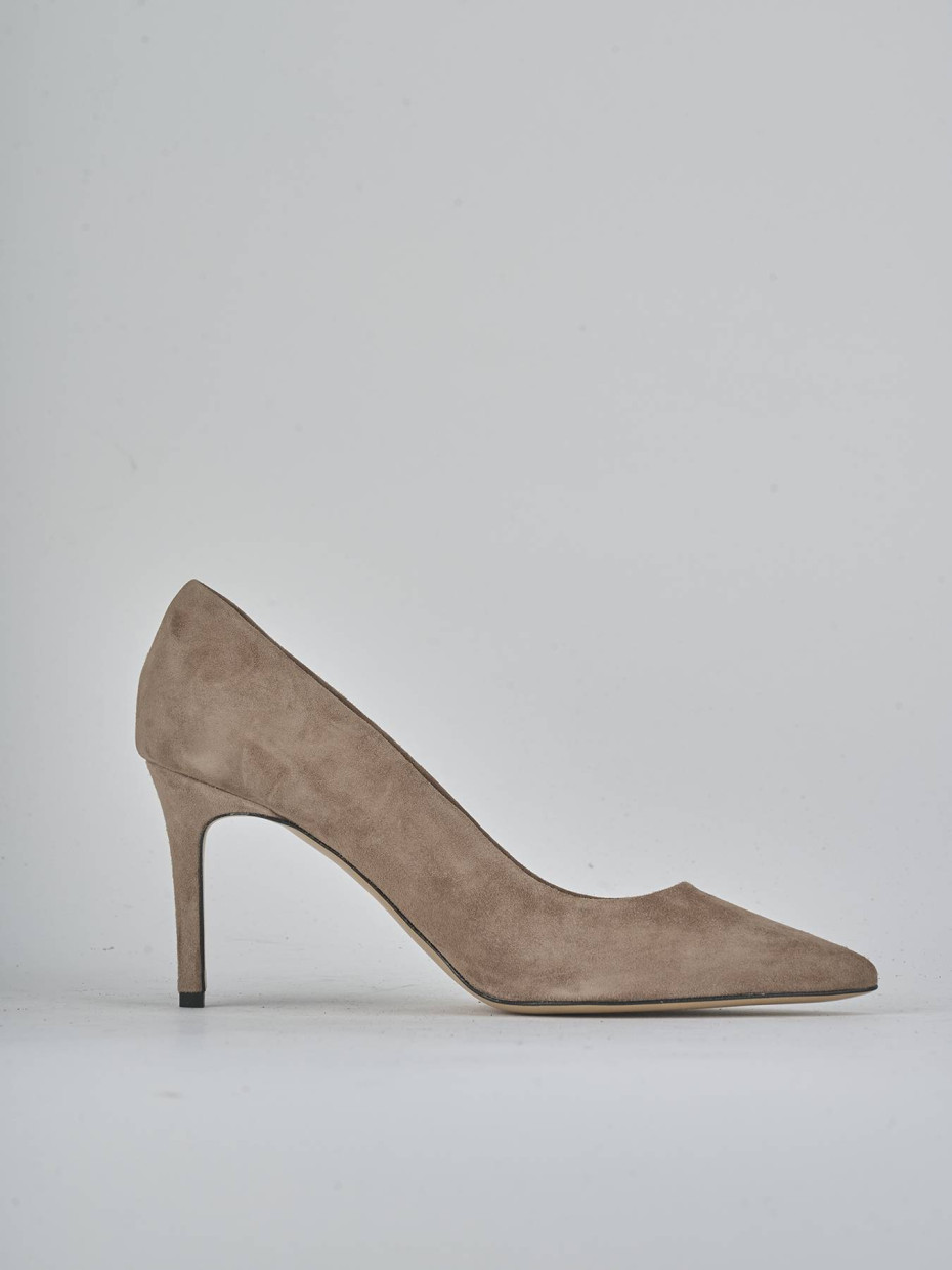 Zapatos de salón tacón 7 cm beis ante