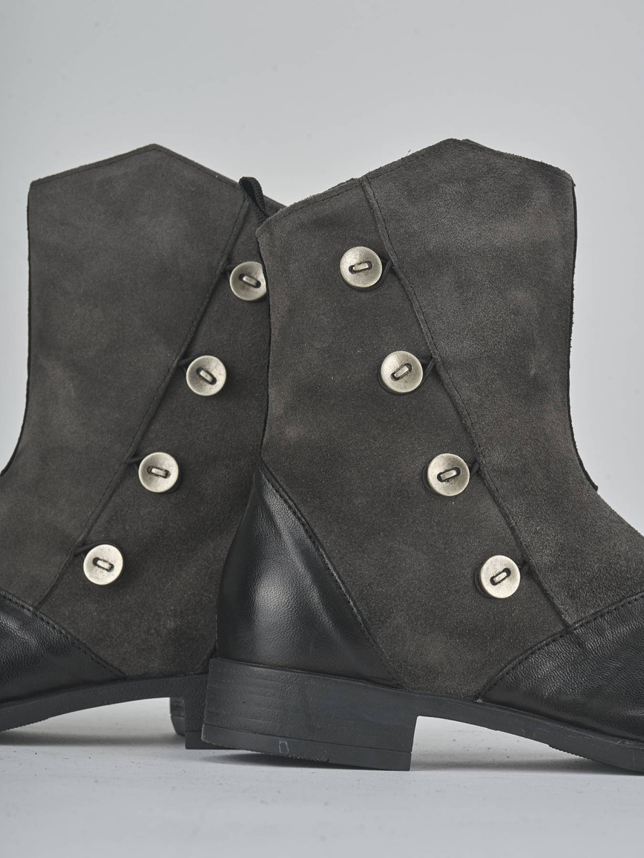 Botines de tacón bajo tacón 2 cm negro cuero