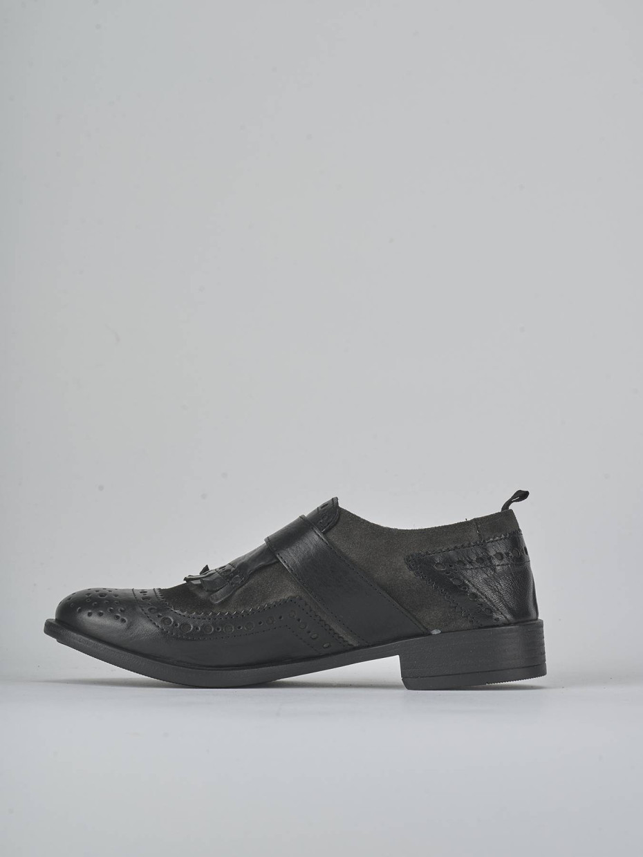 Stringate tacco 2cm pelle nero