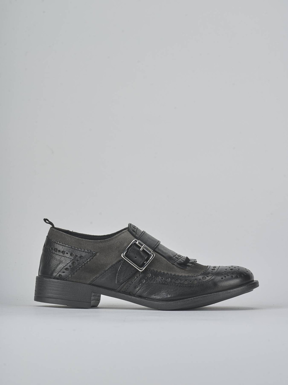 Stringate tacco 2cm pelle nero