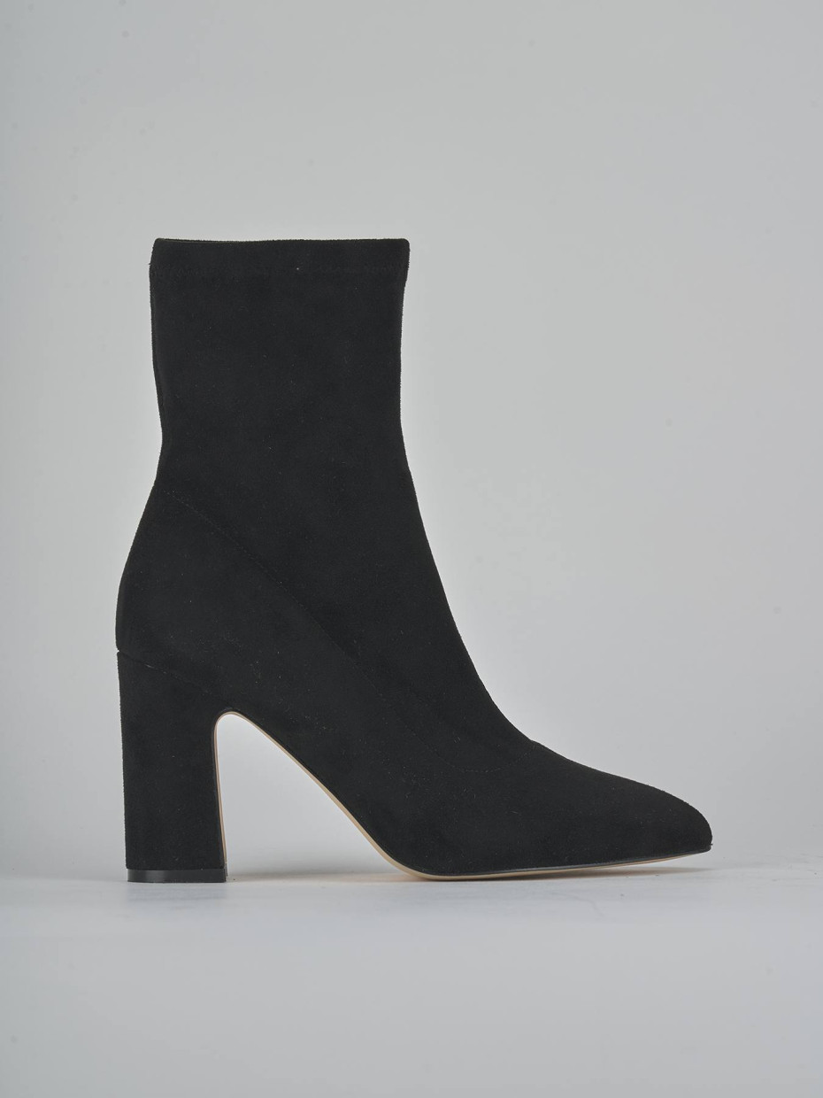 Botines de tacón alto tacón 9 cm negro camoscio sostenible
